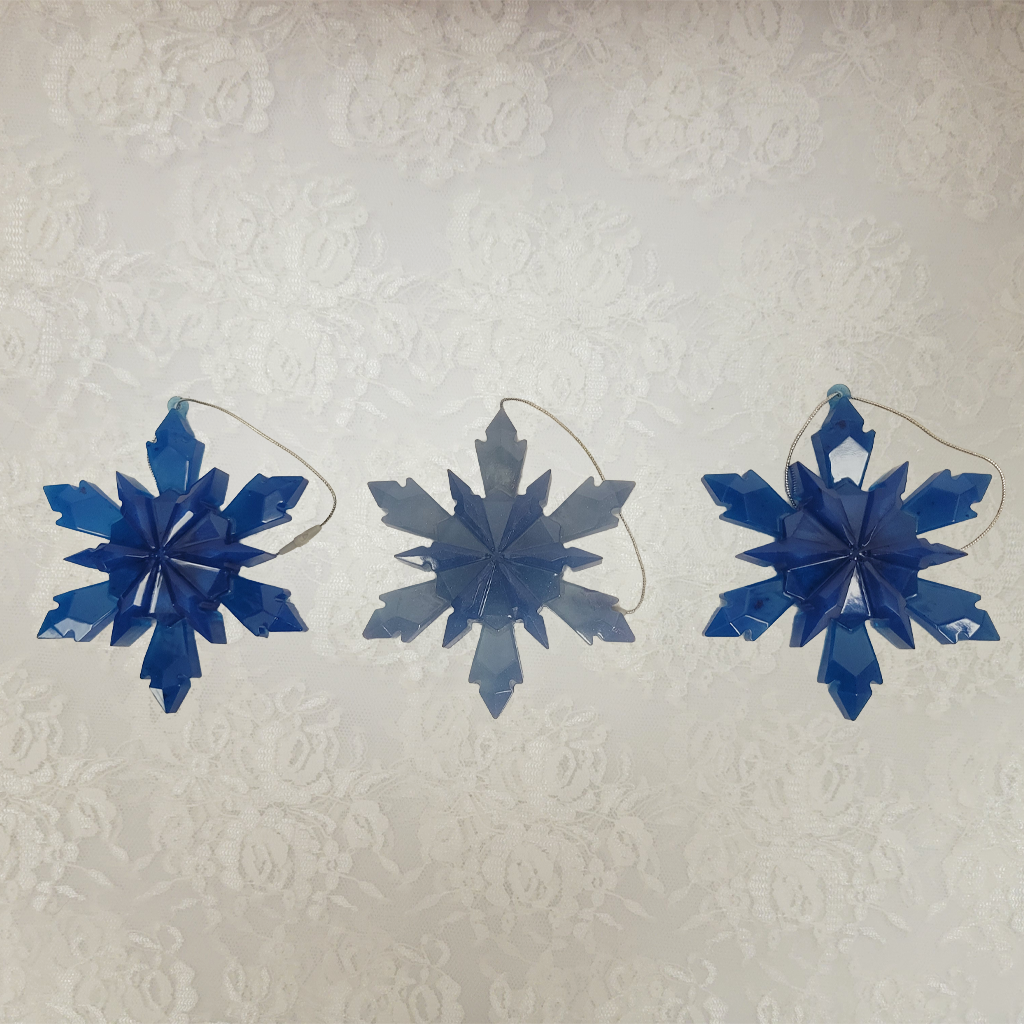 Dark Blue Star Ornaments, 3 Pack