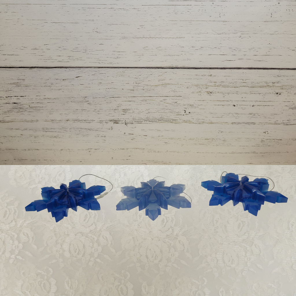 Dark Blue Star Ornaments, 3 Pack