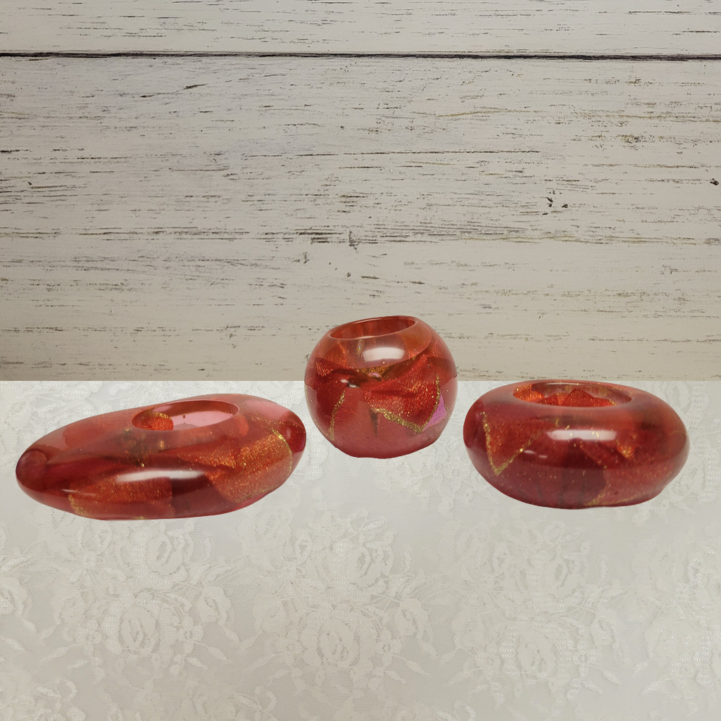 Candle Holder Oval Shaped, Resin, 3 Pack