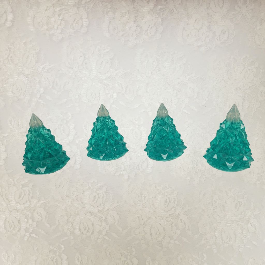 Christmas Tree Resin Décor, 4 Pack