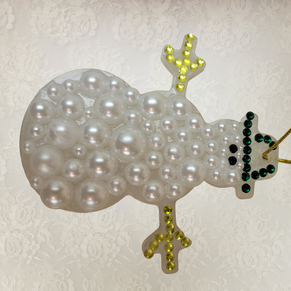 Christmas Rhinestone Embellished Ornaments, 4 Pack, Each Different