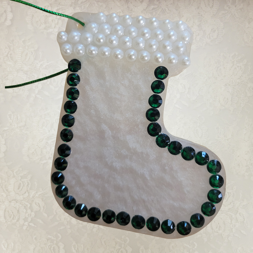 Christmas Rhinestone Embellished Ornaments, 4 Pack, Each Different