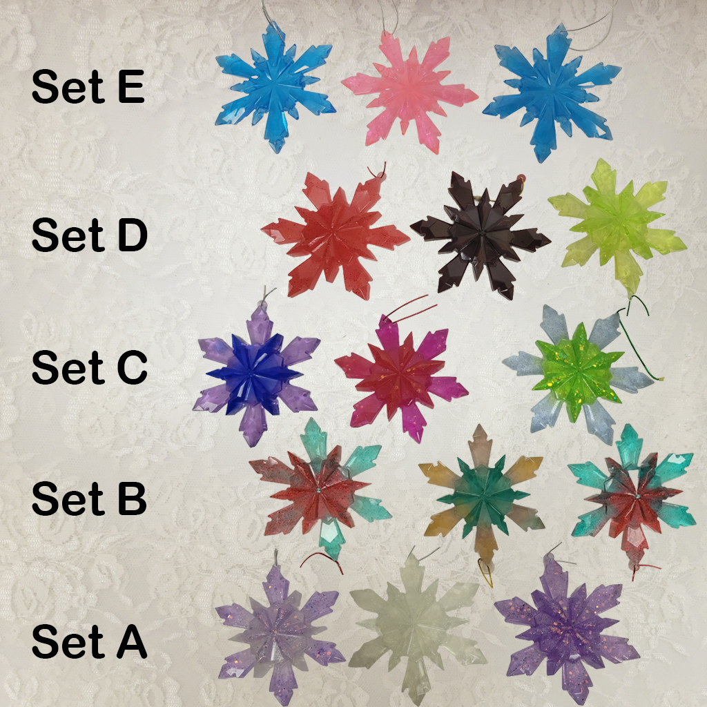 Star Ornaments, Various Colors, 3 Pack