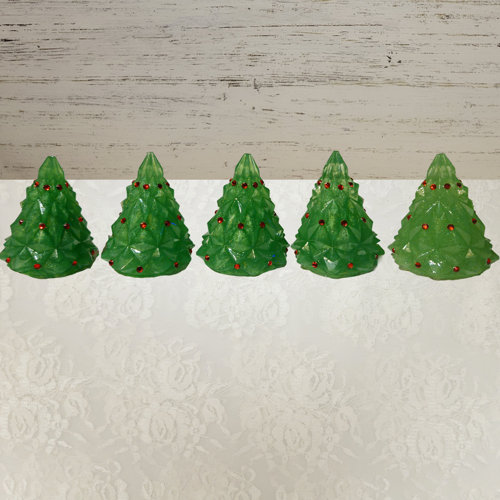 Christmas Tree Resin Décor, 5 Pack