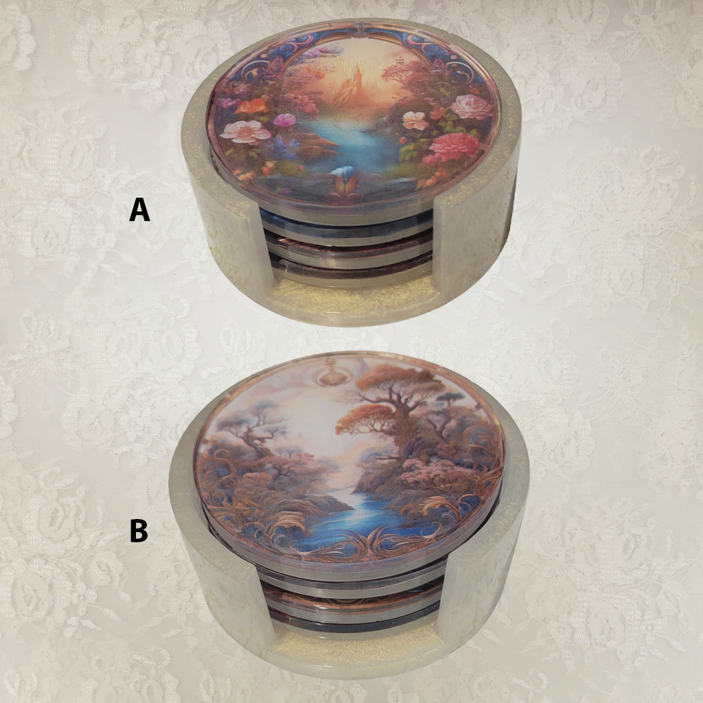 Victorian Dream Realm Coasters and Holder