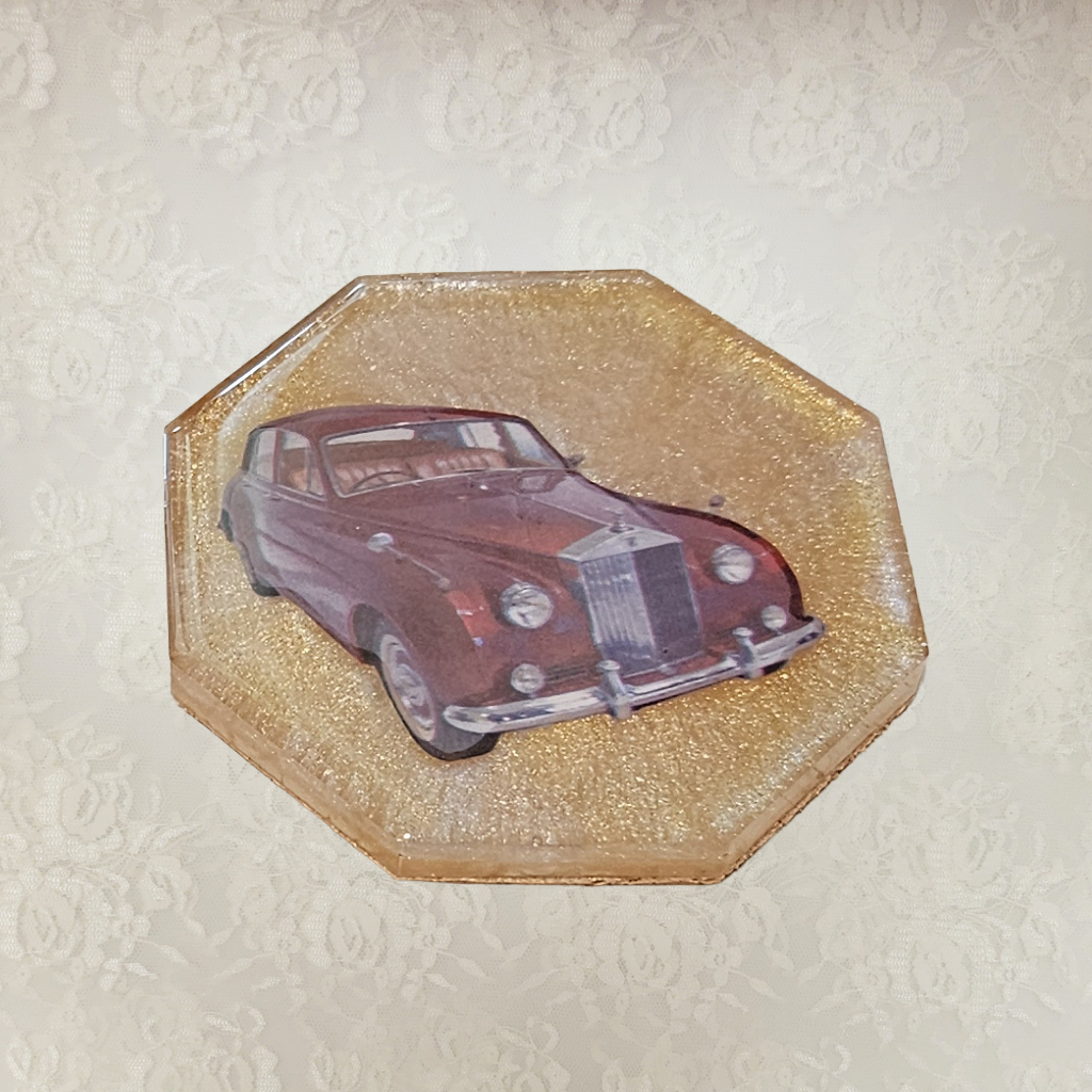 Antique Car Coasters and Holder, Set 1
