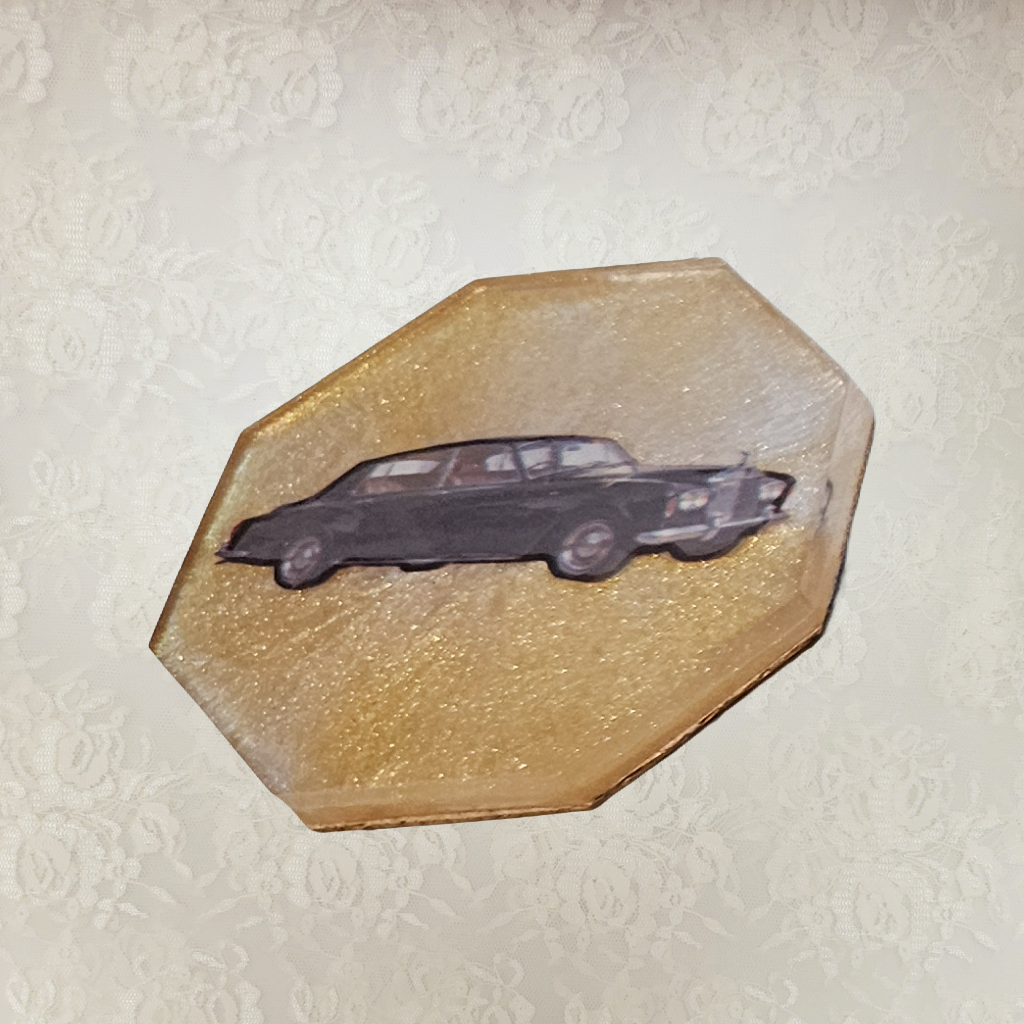 Antique Car Coasters and Holder, Set 1