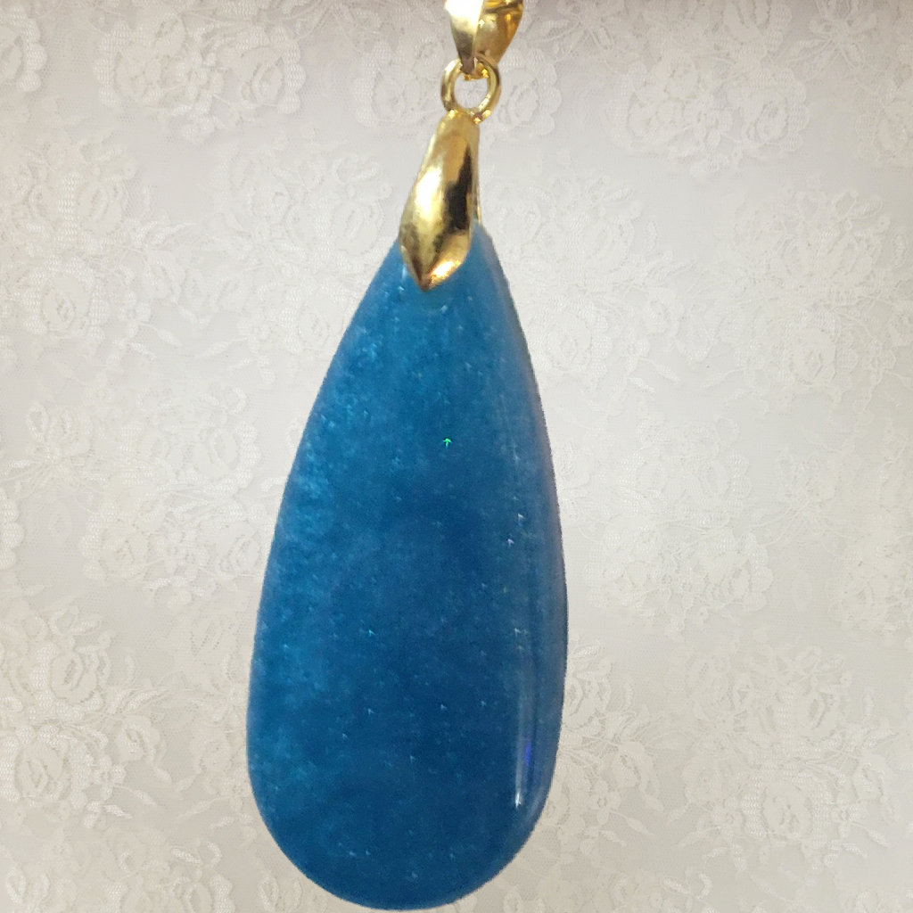 Blue Oval Necklace - Gold Chain