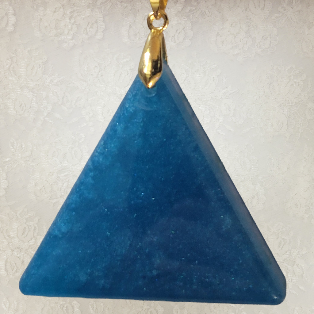 Blue Triangle Necklace - Silver Chain