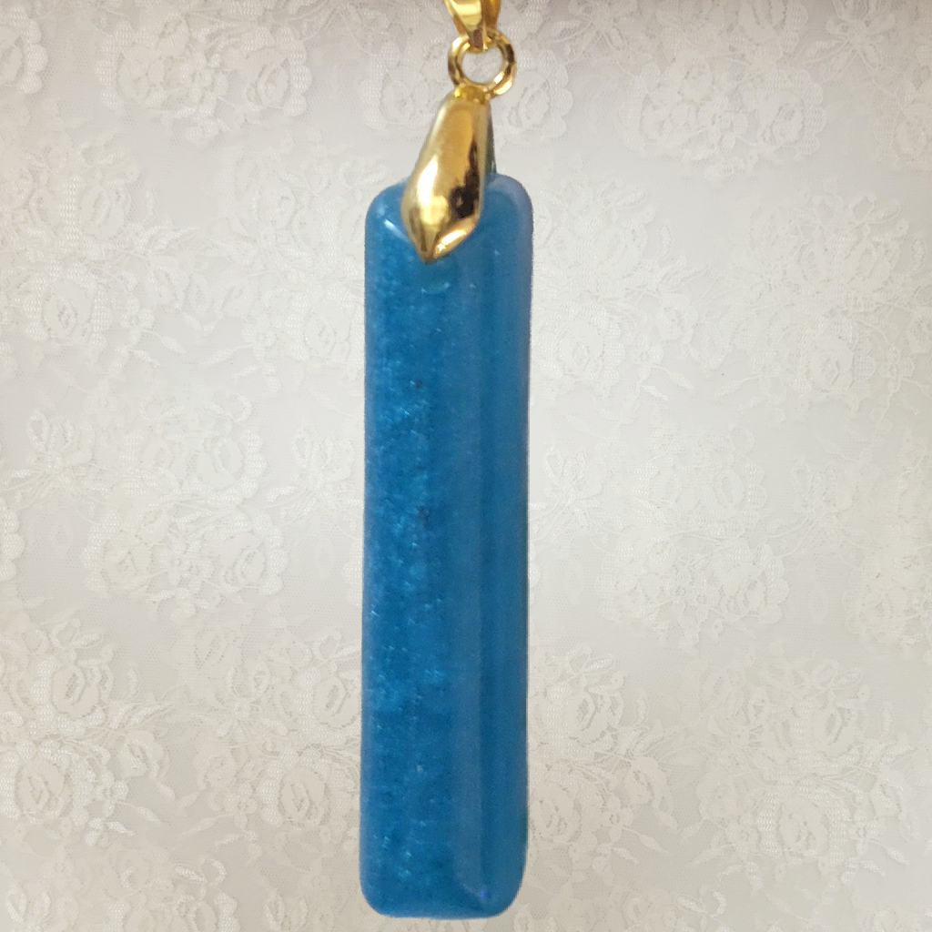 Blue Tube Necklace - Gold Chain