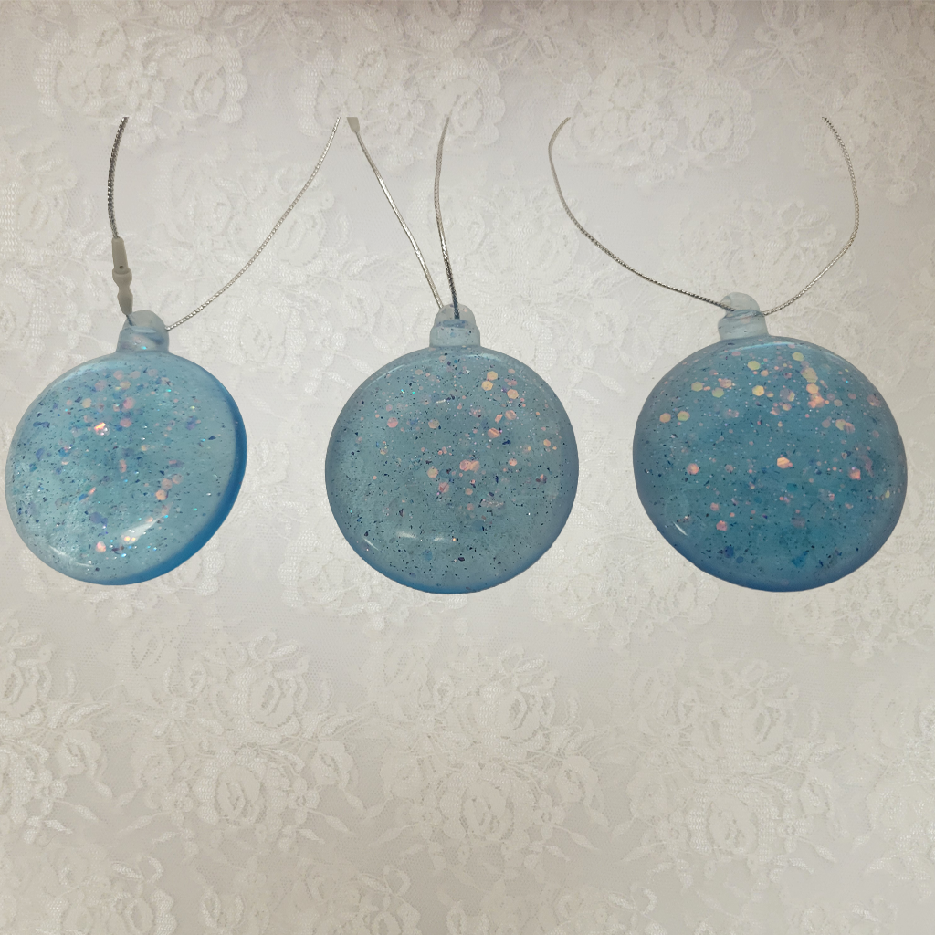 Blue Thick Rounded Ornaments, 3 Pack