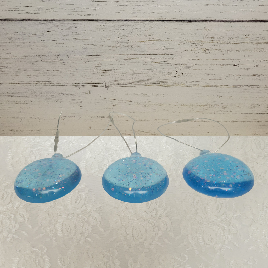 Blue Thick Rounded Ornaments, 3 Pack