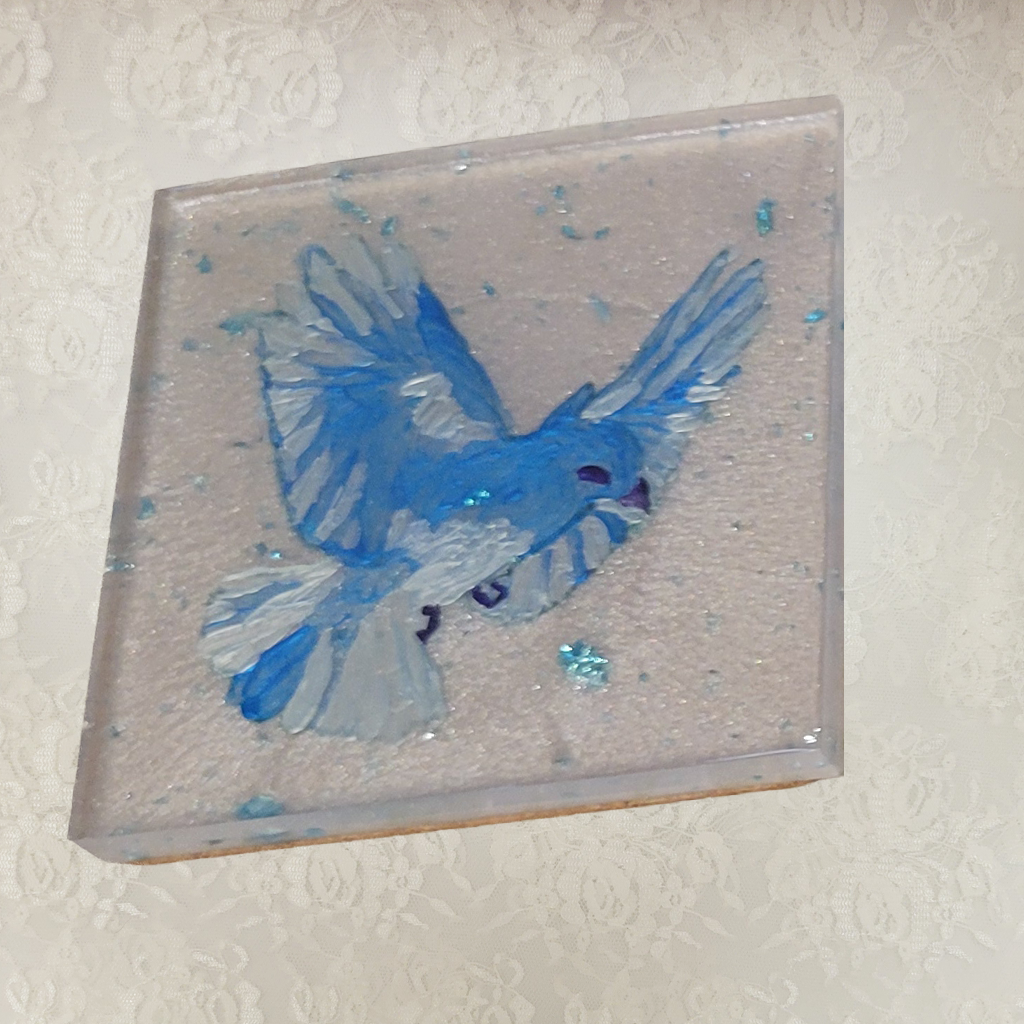 Bird Coasters, Hand-Painted and Holder