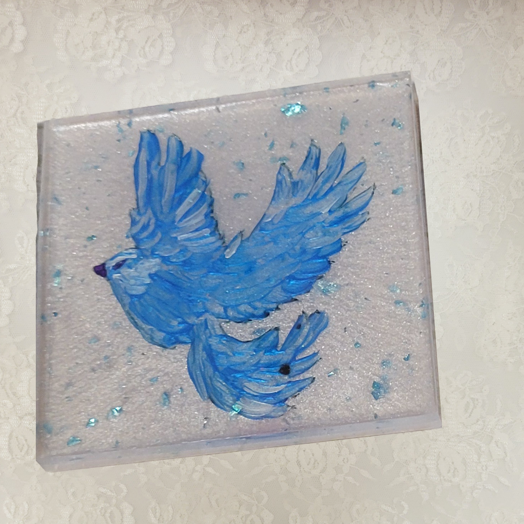 Bird Coasters, Hand-Painted and Holder