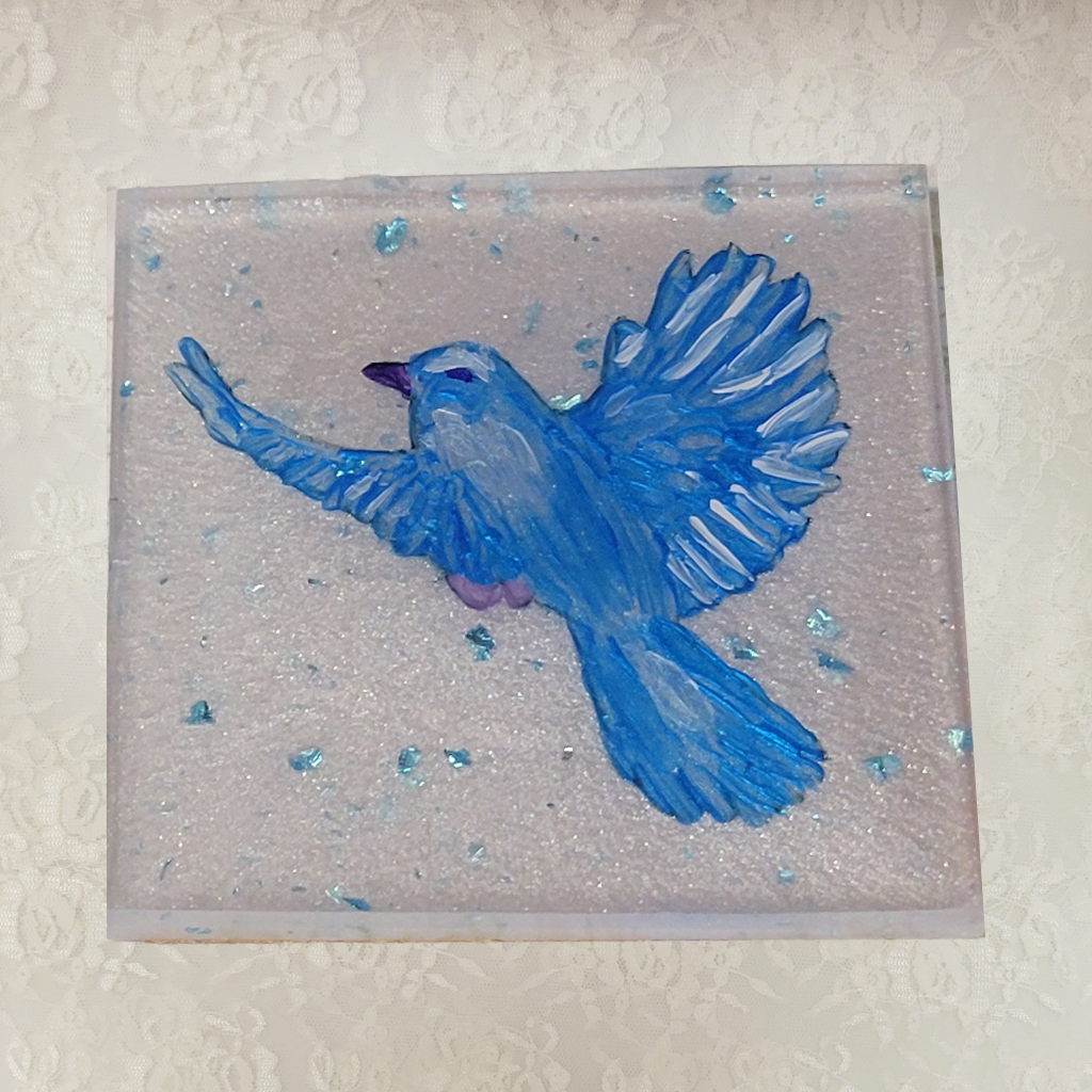 Bird Coasters, Hand-Painted and Holder