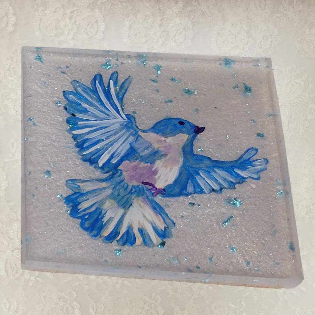 Bird Coasters, Hand-Painted and Holder