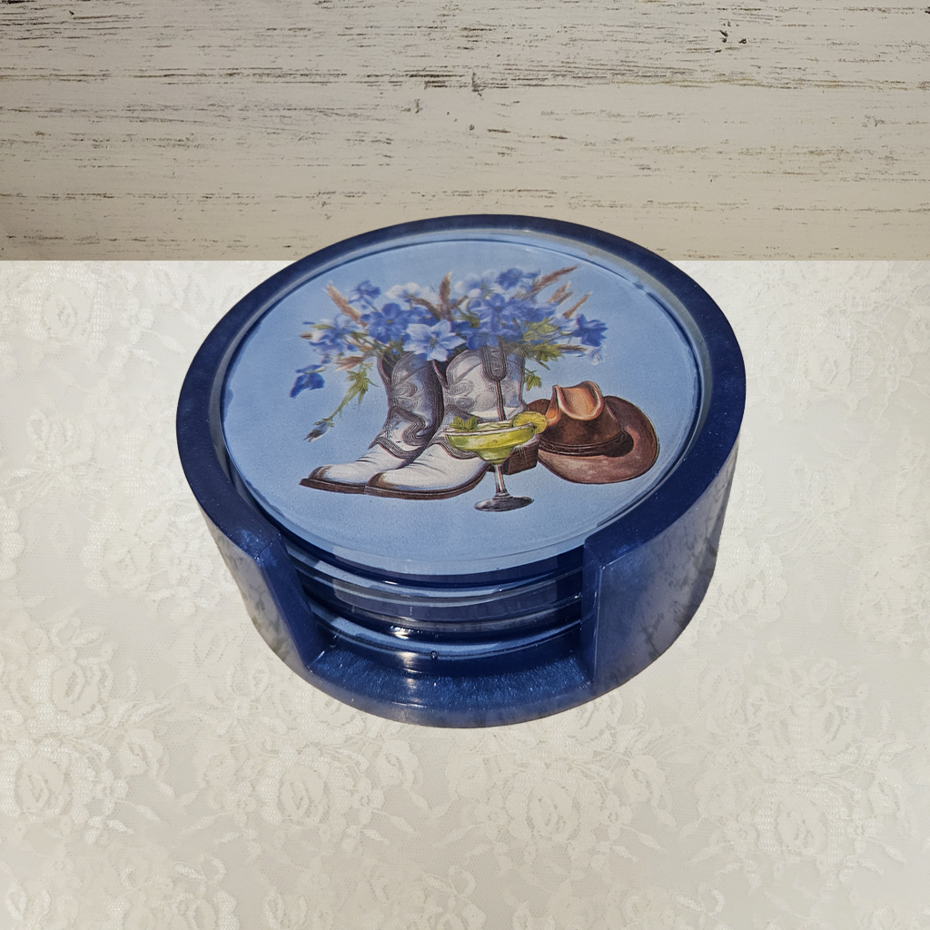 Cowboy Boots & Hats Coasters and Holder