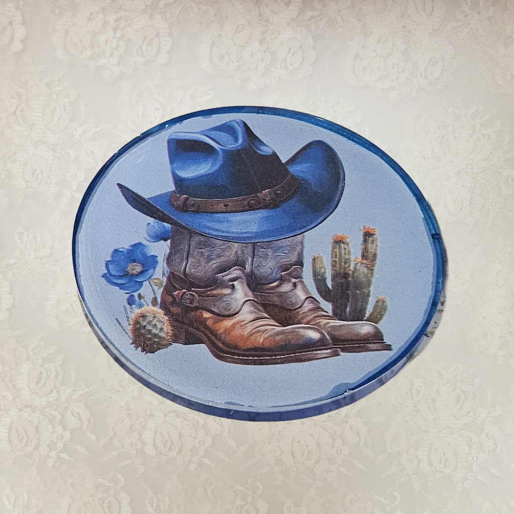 Cowboy Boots & Hats Coasters and Holder