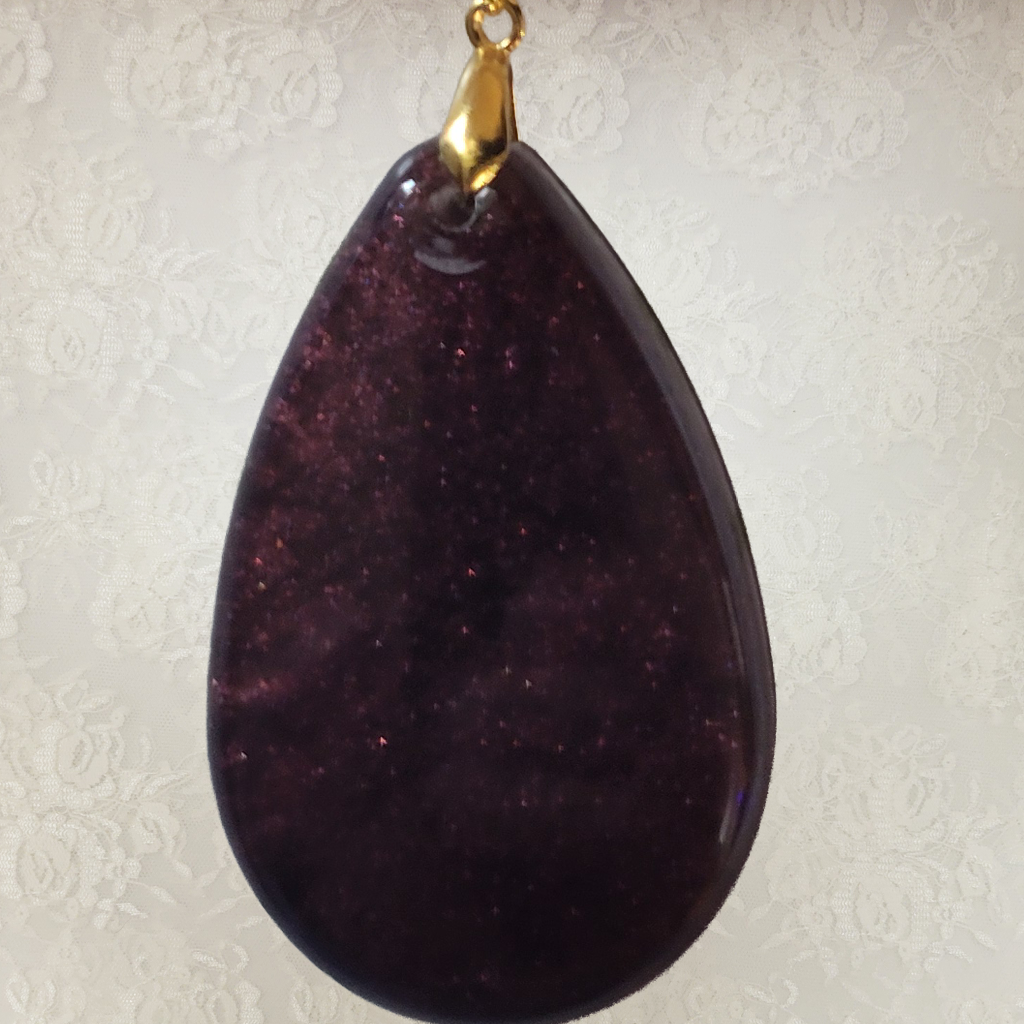 Large Brown Oval Necklace - Gold Chain