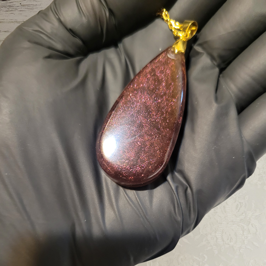 Brown Oval Necklace - Gold Chain