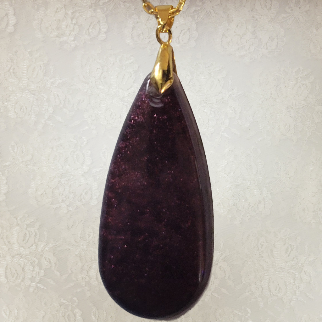 Brown Oval Necklace - Gold Chain