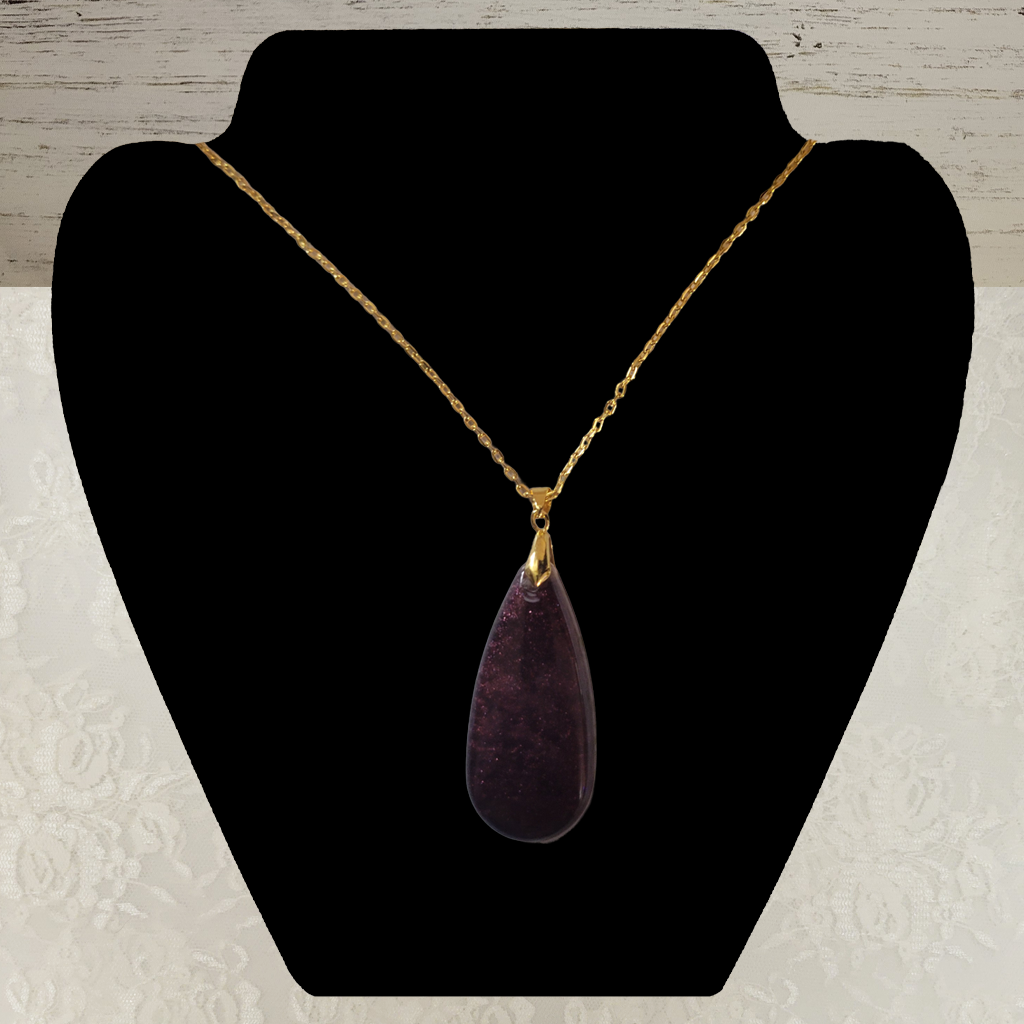 Brown Oval Necklace - Gold Chain
