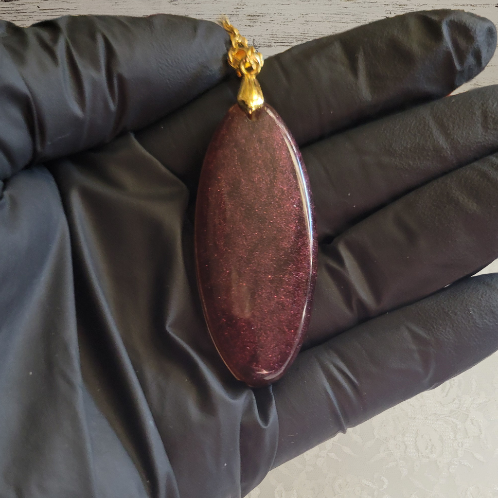 Brown Slim Oval Necklace - Gold Chain