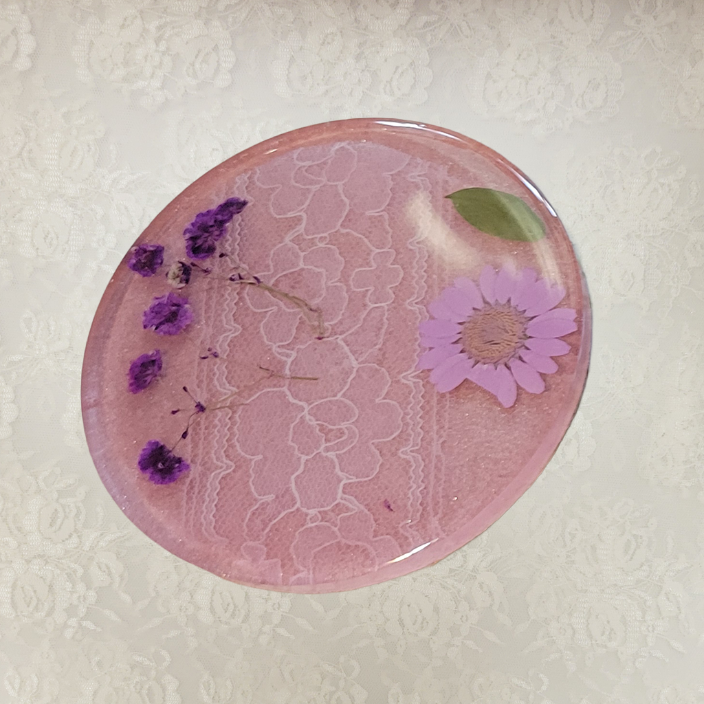 Lace and Flower Coasters and Holder