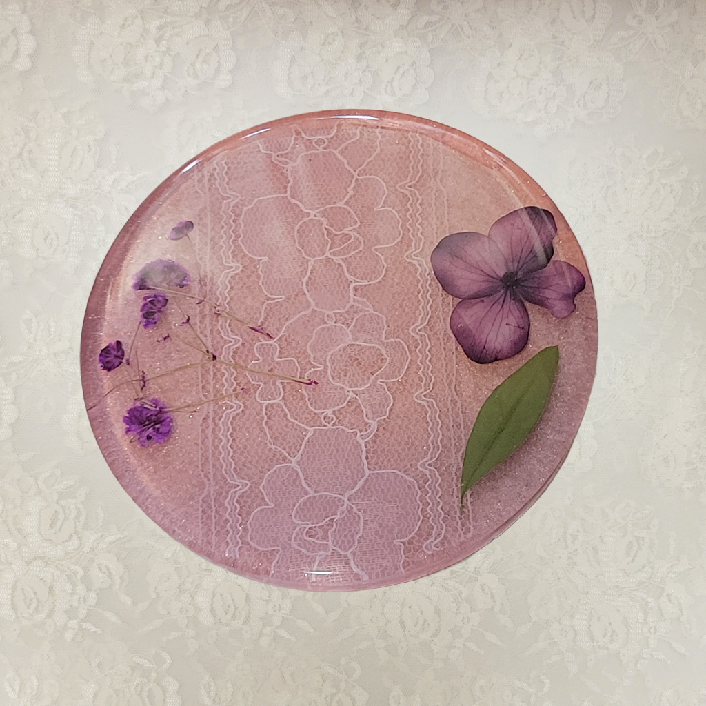 Lace and Flower Coasters and Holder