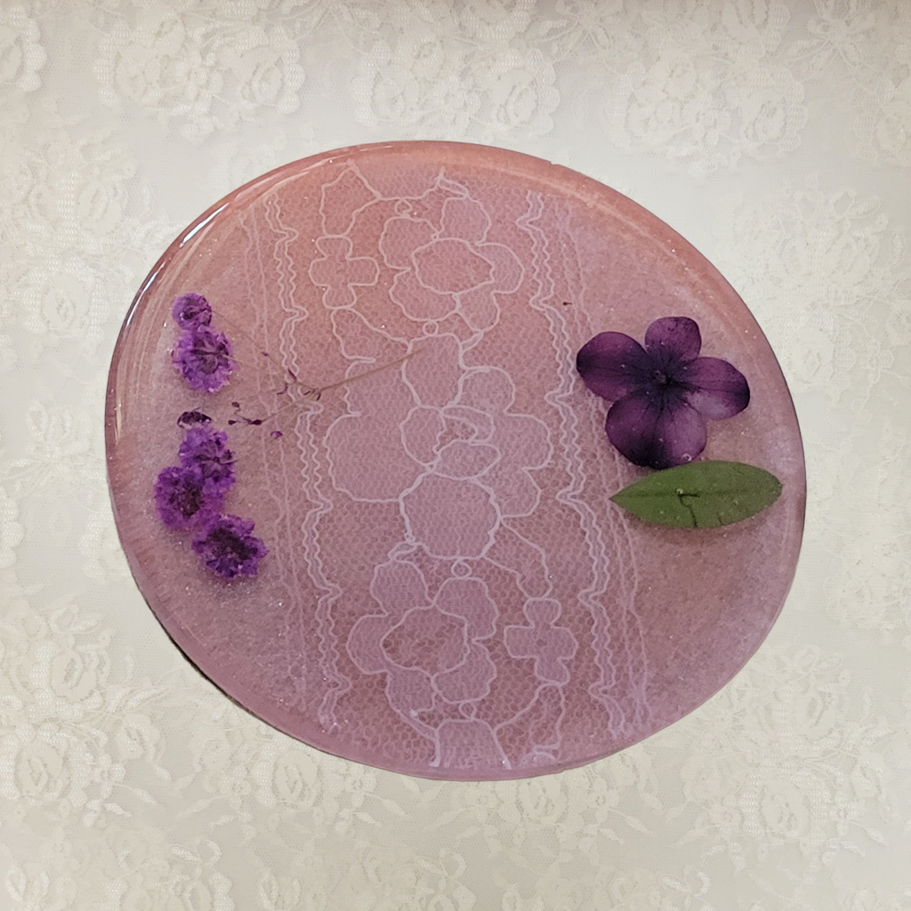 Lace and Flower Coasters and Holder