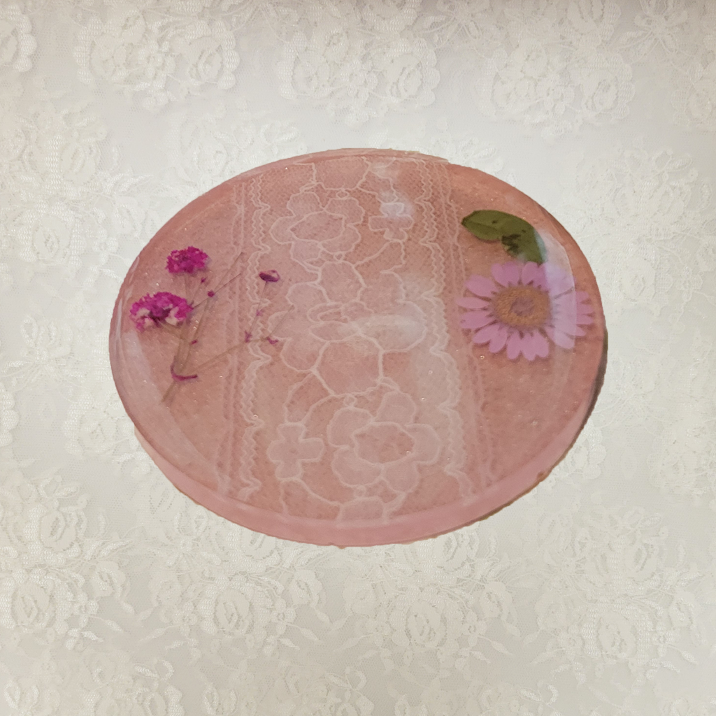 Lace and Flower Coasters and Holder