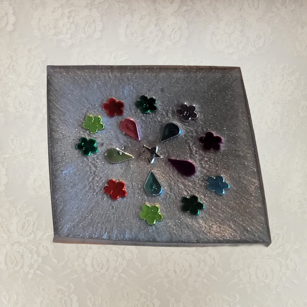 Square Coasters, Floral, Gemstone and Holder