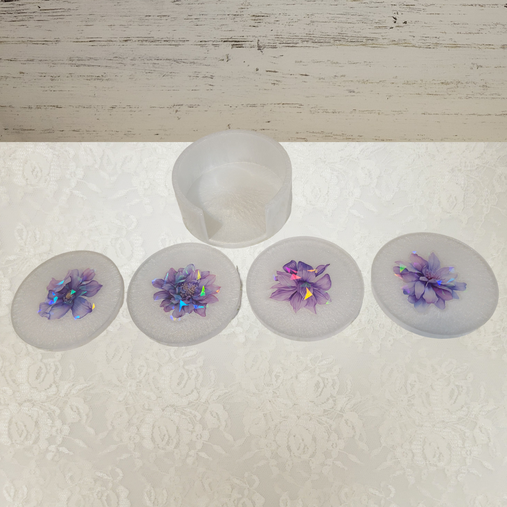 3D Flower Coasters and Holder
