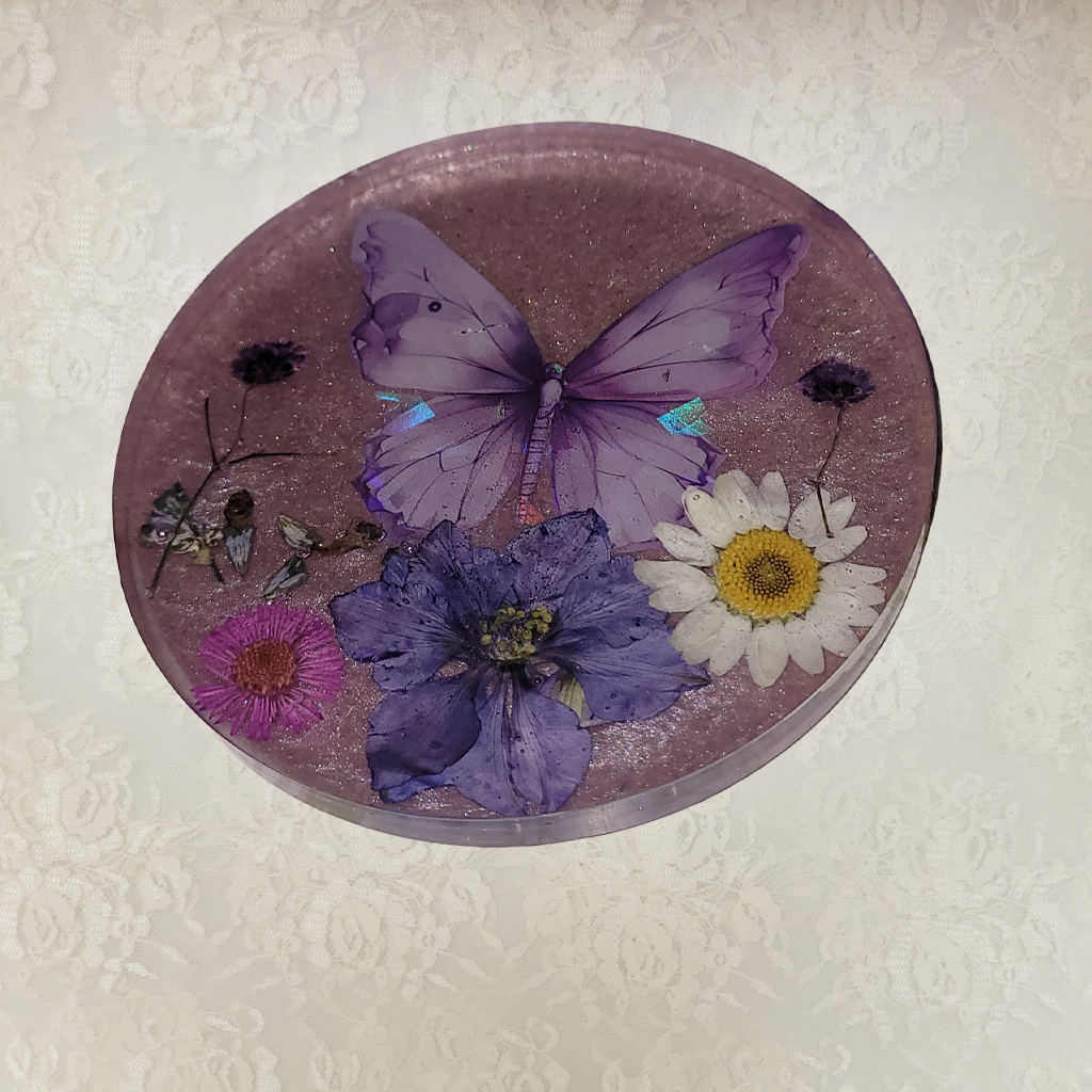 Flower and Butterfly Coasters with Holder