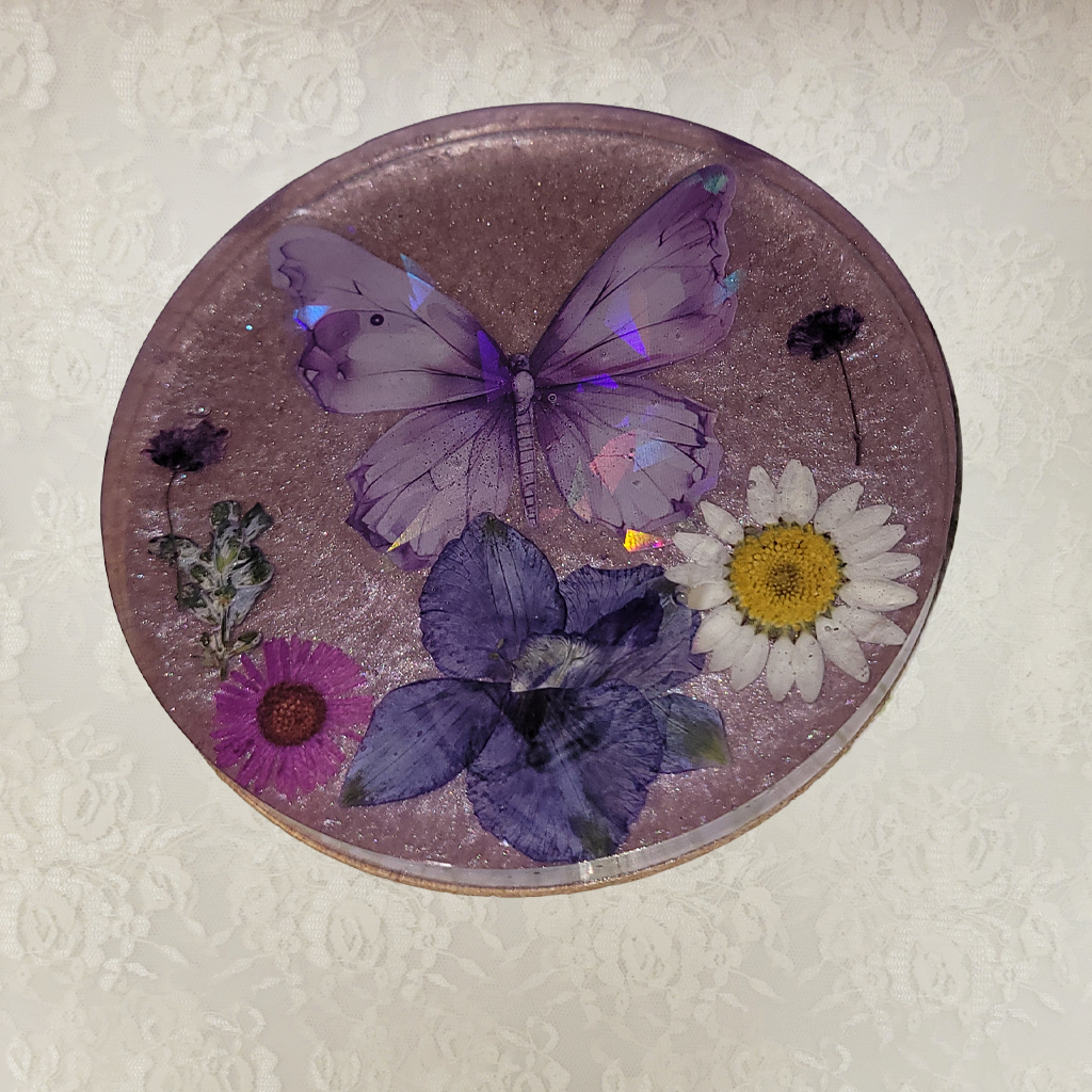 Flower and Butterfly Coasters with Holder