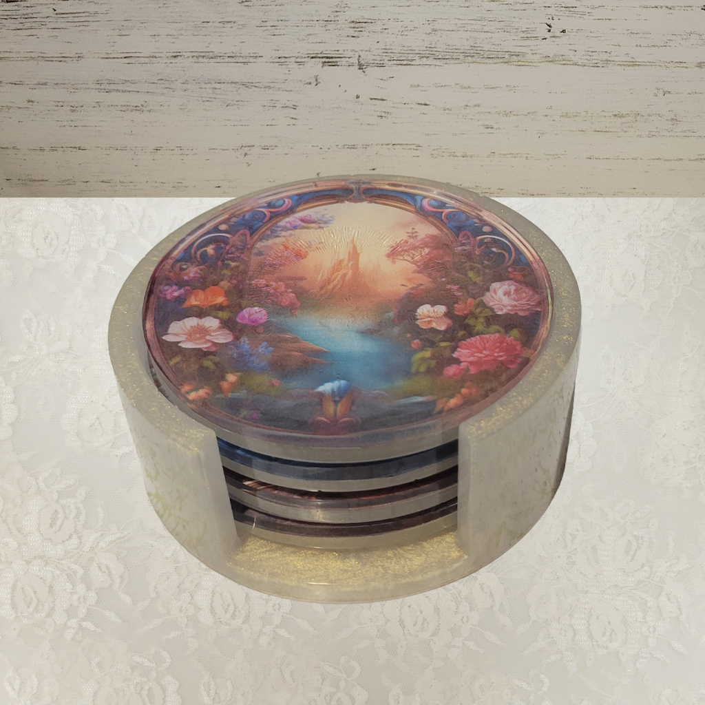 Victorian Dream Realm Coasters and Holder
