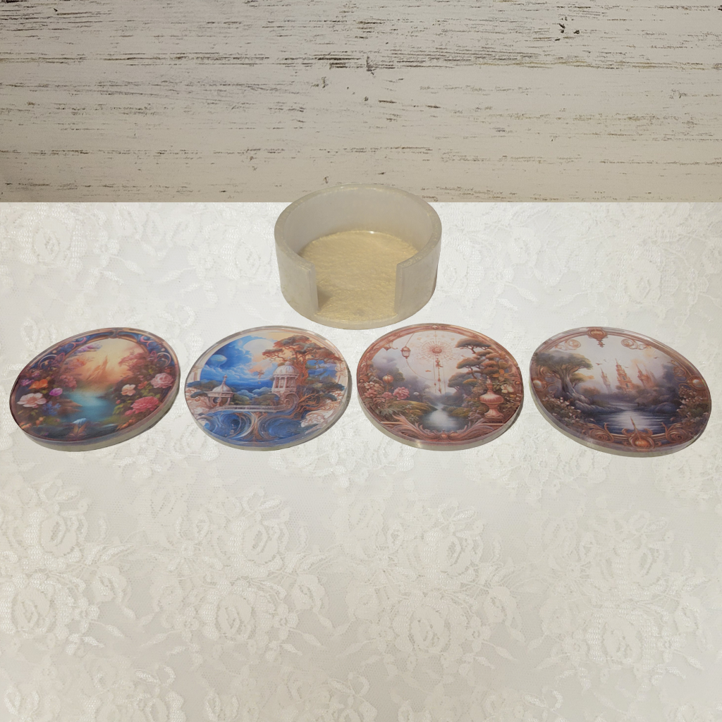 Victorian Dream Realm Coasters and Holder