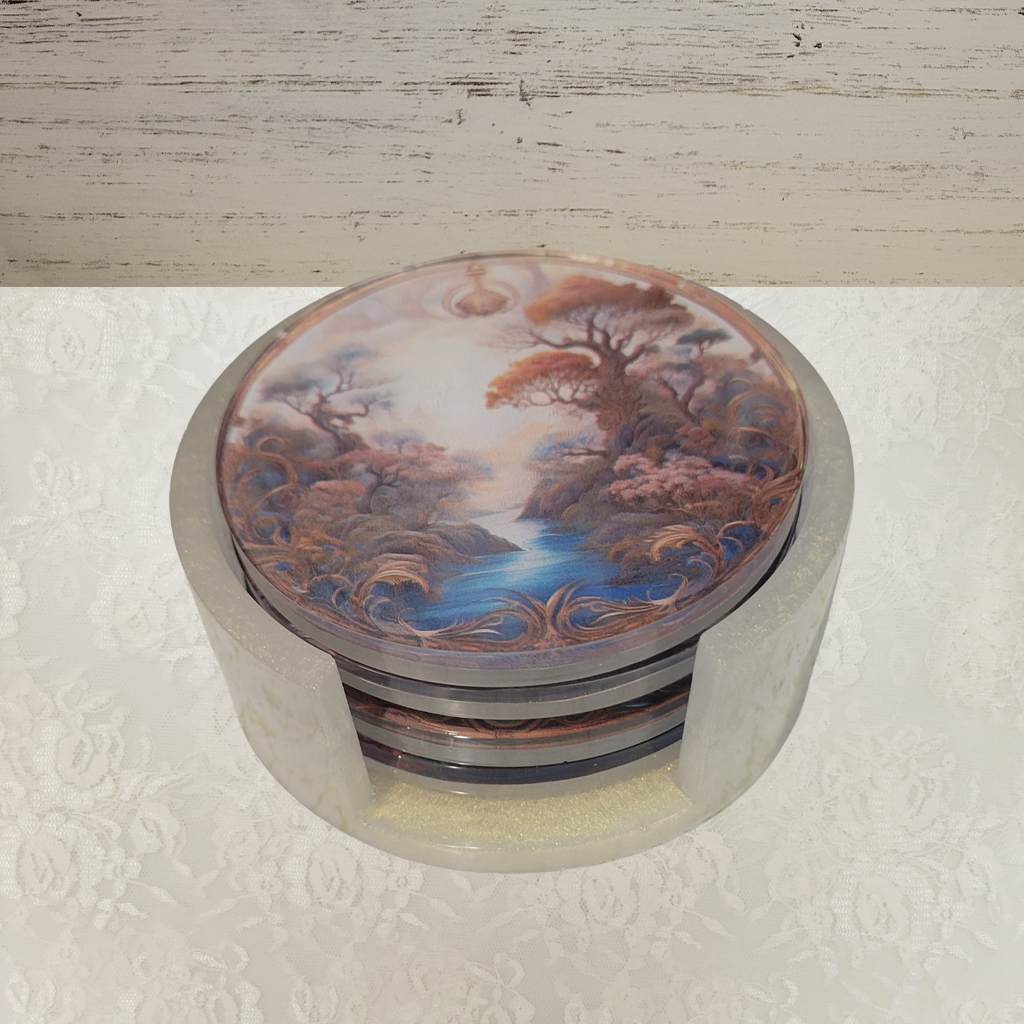 Victorian Dream Realm Coasters and Holder