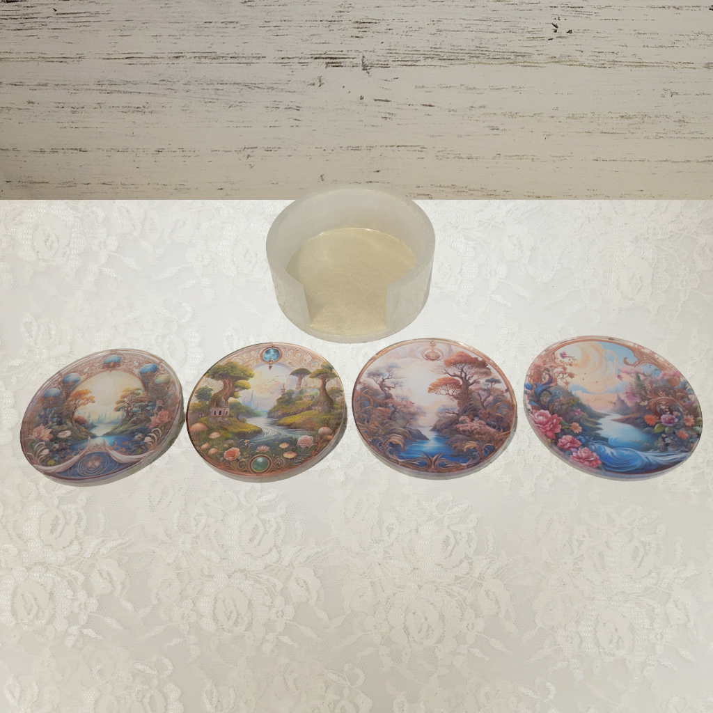 Victorian Dream Realm Coasters and Holder