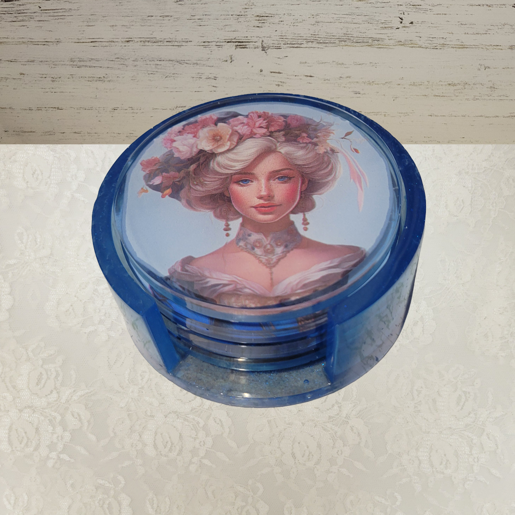 Victorian Ladies Coasters and Holder