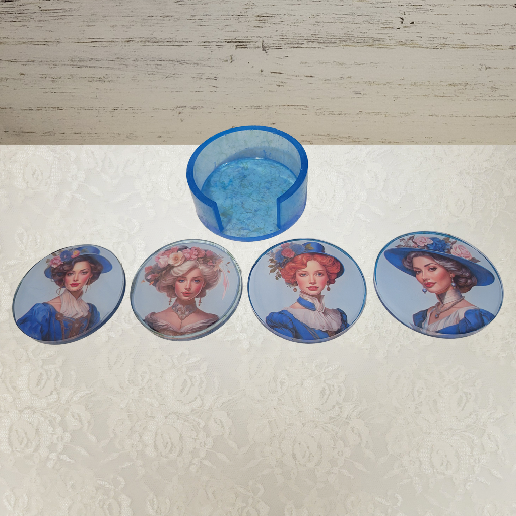 Victorian Ladies Coasters and Holder