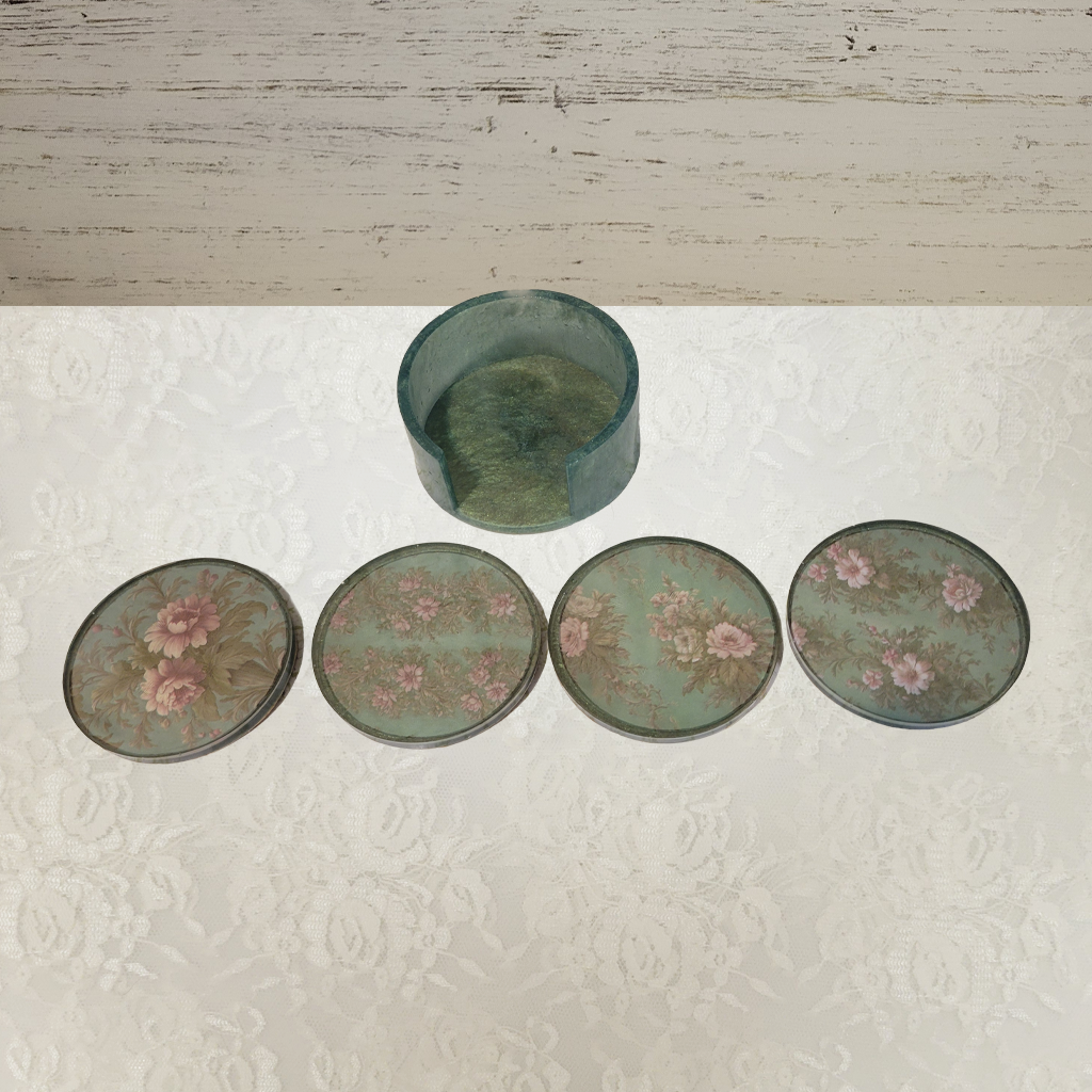 Victorian Wallpaper Coasters and Holder