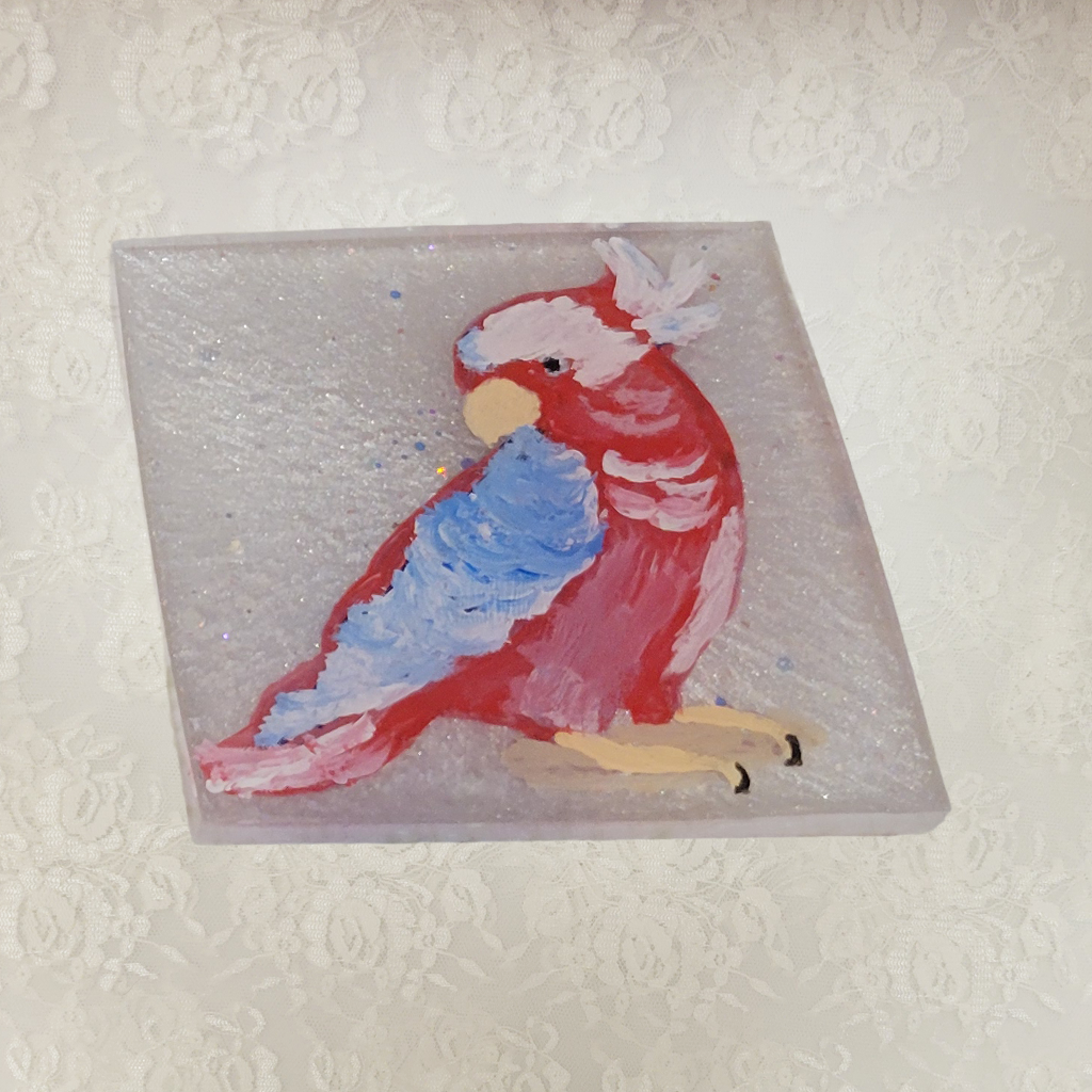 Bird Coasters, Hand-Painted and Holder