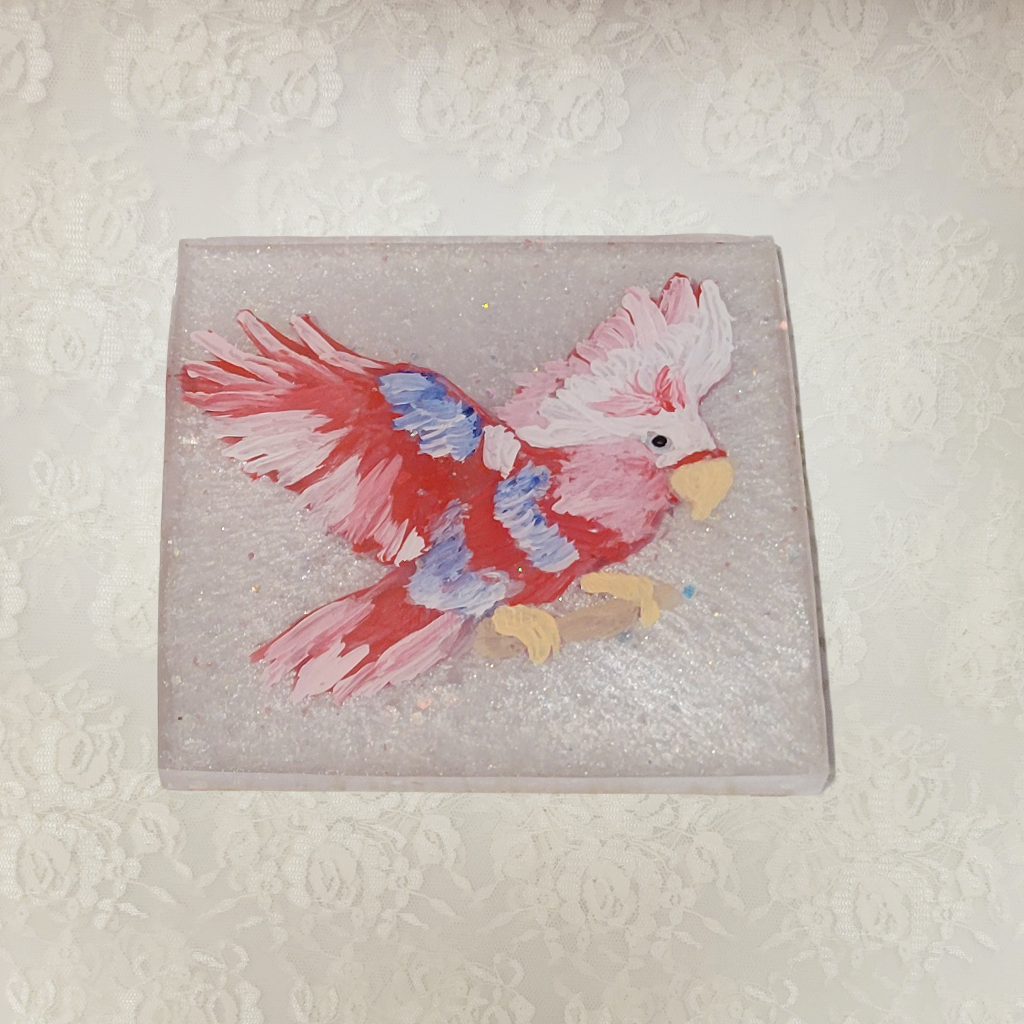 Bird Coasters, Hand-Painted and Holder