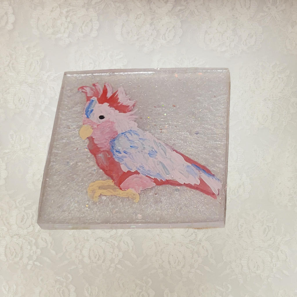 Bird Coasters, Hand-Painted and Holder