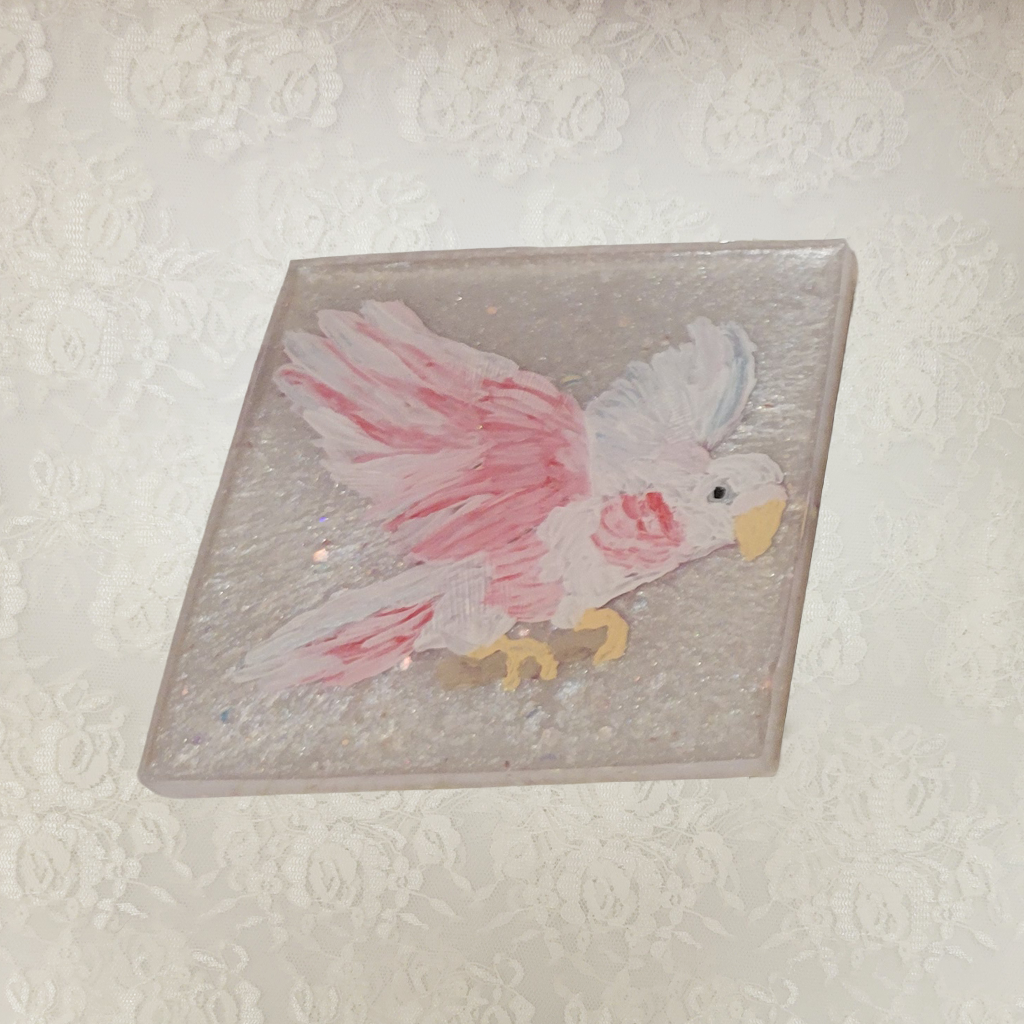 Bird Coasters, Hand-Painted and Holder
