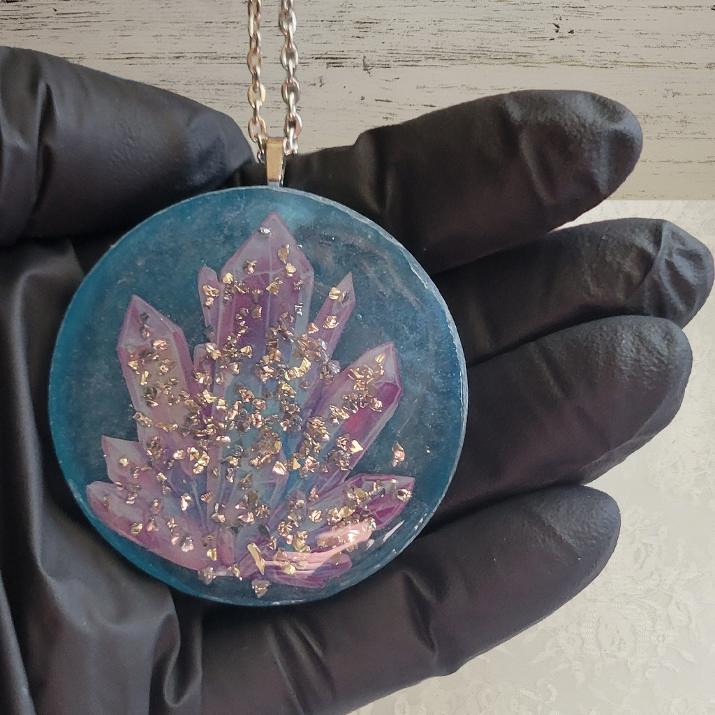 Crystal Blue Necklace - Silver Chain