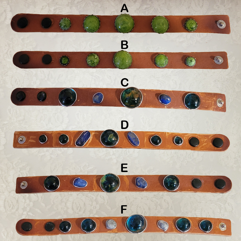 Distressed Leather Bracelet with Resin & Gemstones
