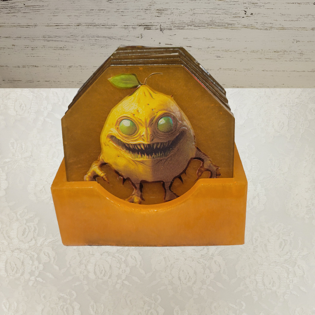 Food Creepers 5 Coasters and Holder