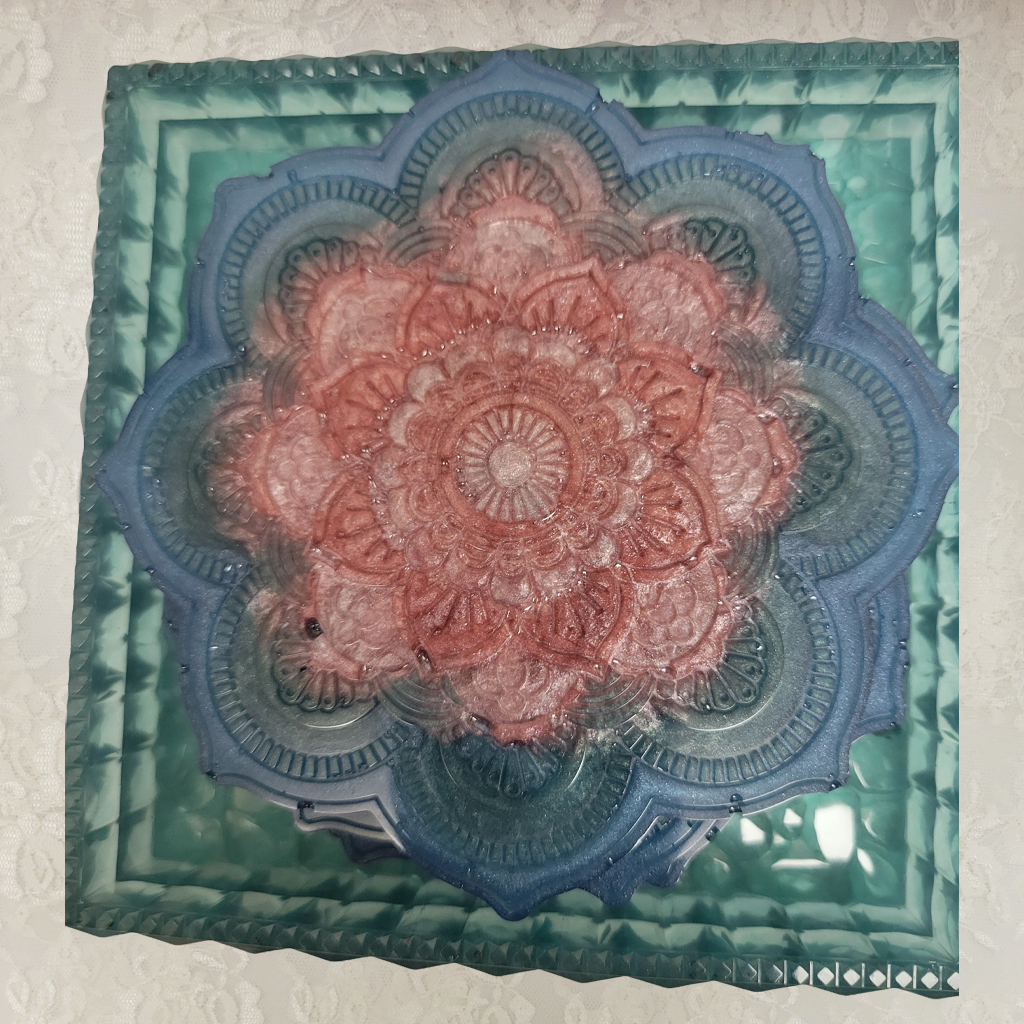 Flower Coasters and Holder, 4 Pack